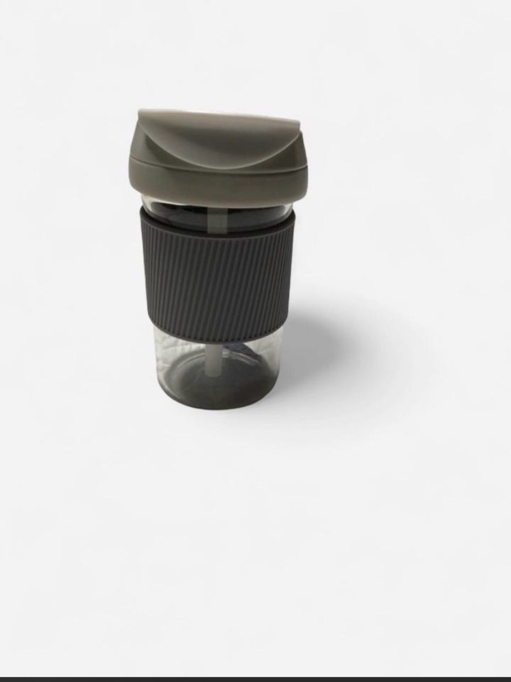 Comi Reusable Travel Mug with Olive Flip Lid and Dark Gray Grip